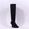 Miss Elastic Pointed High Heel Knee High - Black Stretch